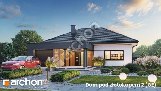 Dom pod złotokapem 2 (GE) - parterowy układ z dużą kuchnią i wygodną częścią prywatną